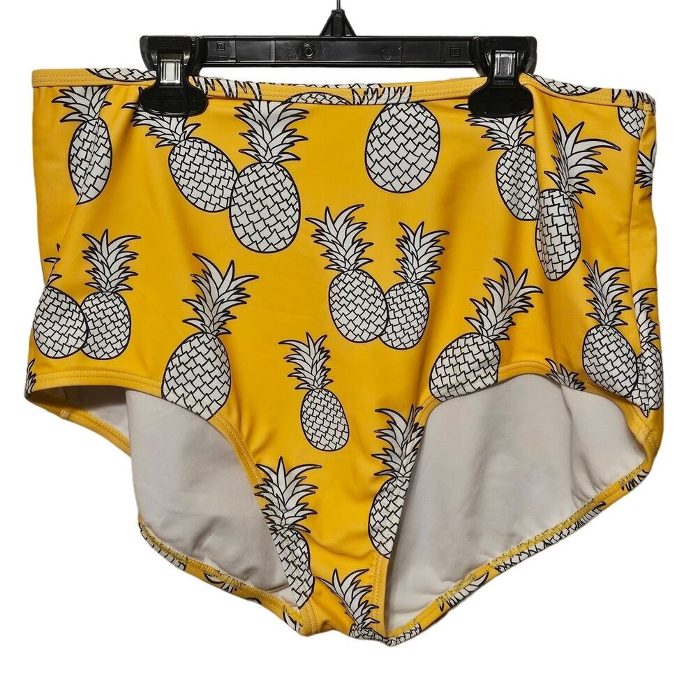 GABIFRESH x Swimsuits‎ For All Pineapple Bikini Bottom Yellow White High Waisted